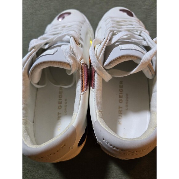 Kurt Geiger London Lane Love Metallic Heart Sneakers Size 39 US 8. Excellent - Picture 6 of 10